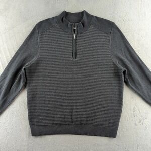Tommy Bahama Sweater Mens 2XL Gray Half Zip Mock Neck Textured Knit‎ Pullover